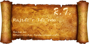 Rajtár Tünde névjegykártya